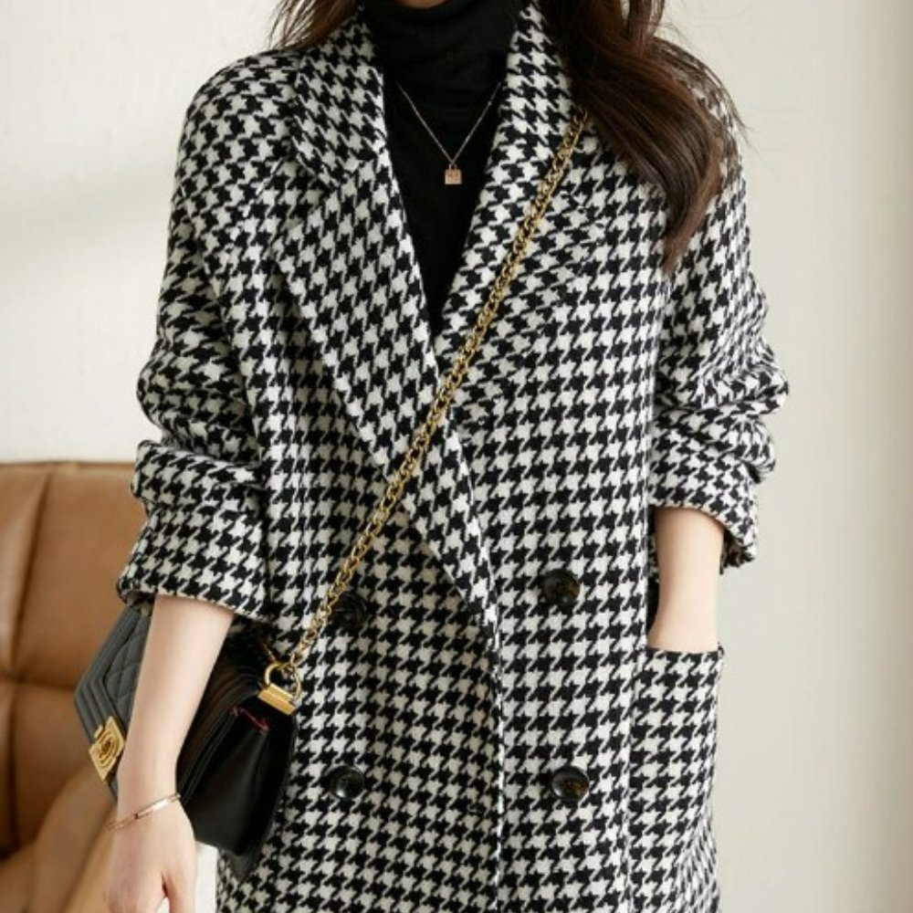 Forever 21 Houndstooth Woven Coat - SO CUTE